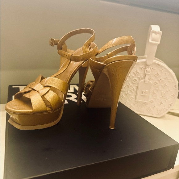 Saint Laurent Tribute Leather T-Strap Platform Sandals As Is 39 - Picture 5 of 10